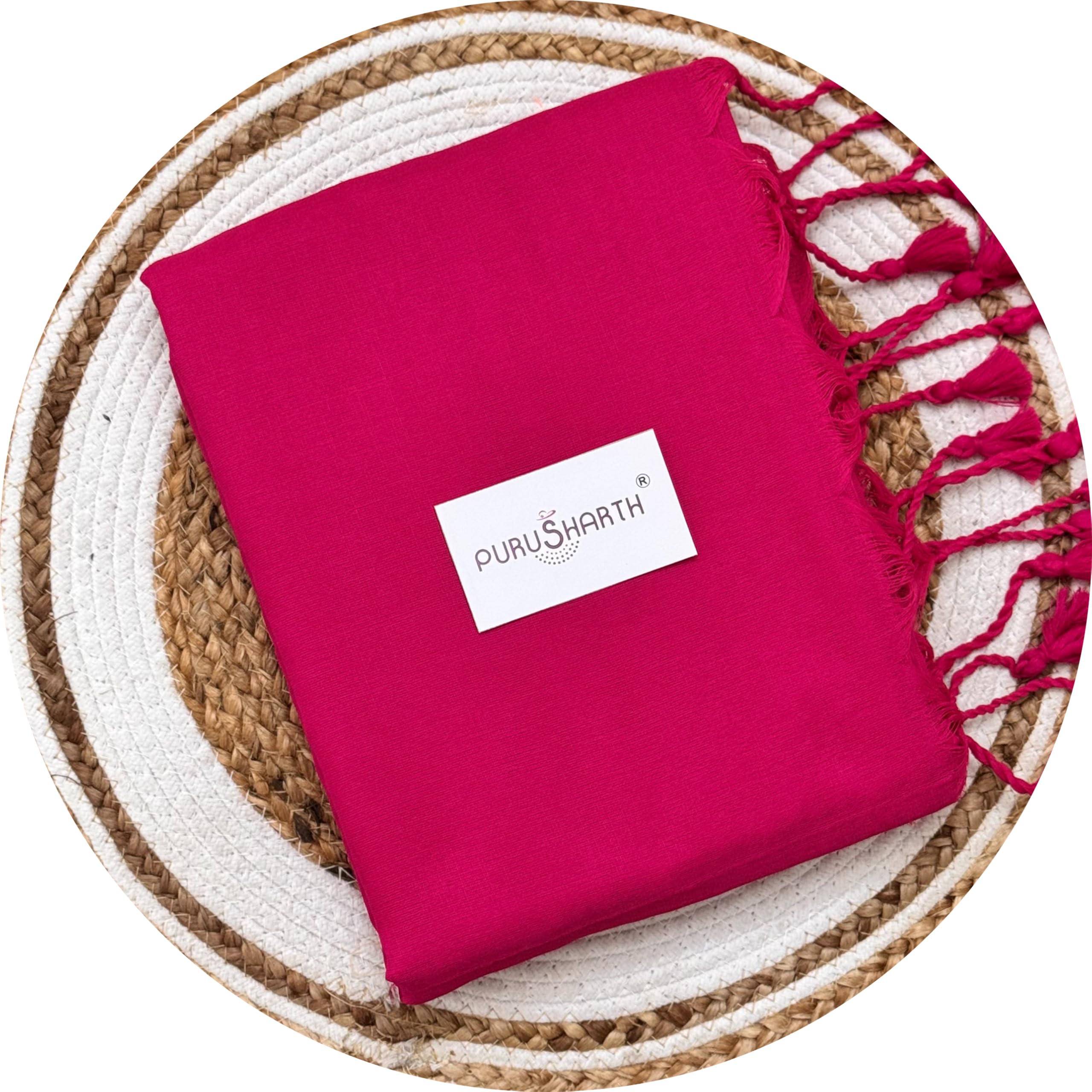 Women's Pure Cotton Plain Saree | Elegant Daily & Office Wear Saree | Breathable Fabric | South Indian Saree | Without Blouse (Pink)