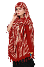 PRACHARAN Women Cotton Stylish Hand Printed Scarf, Anti Pollution Full Face Scarf With UV Sun Rays Protection Scraf for Women, Dust Scraf (Red Batik)