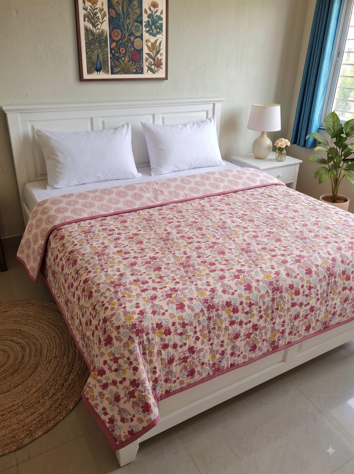 Mafatlal Sparsh Double Dohar Cotton, 150 GSM Pure Cotton Malmal, Reversible AC Blanket Double, Soft Lightweight & Breathable Cotton Blanket, 88 x 94 Inch, Kafalo