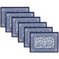 Encasa XO Dining Table Placemats, Block Printed Cotton, Hand Print Indigo Kafalo