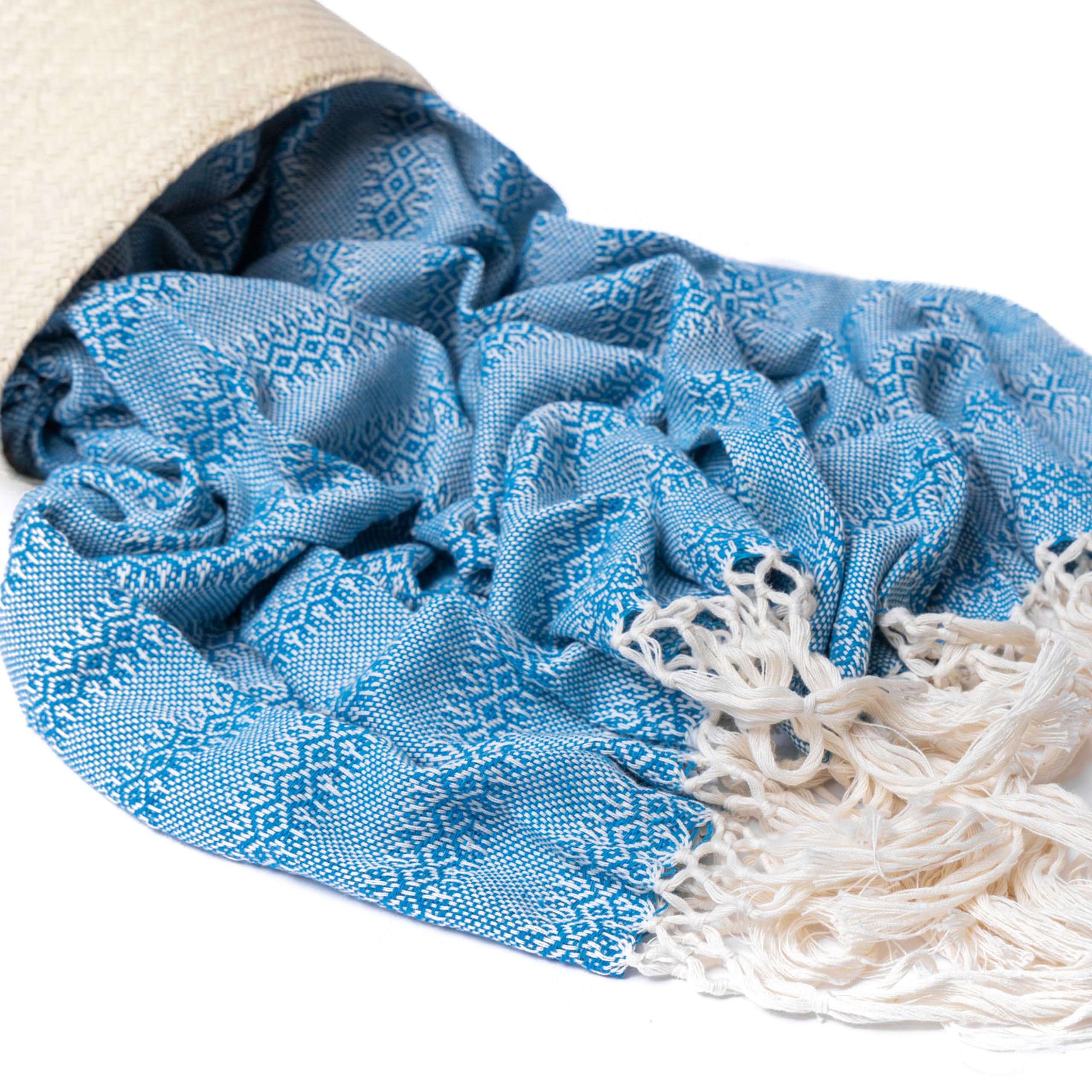 Baby Trapoz Mexican Rebozo Scarf, Shawl, Ideal for Natural Birth, Doula Massage, 98.5, Turquoise, Turquoise & White, One Size