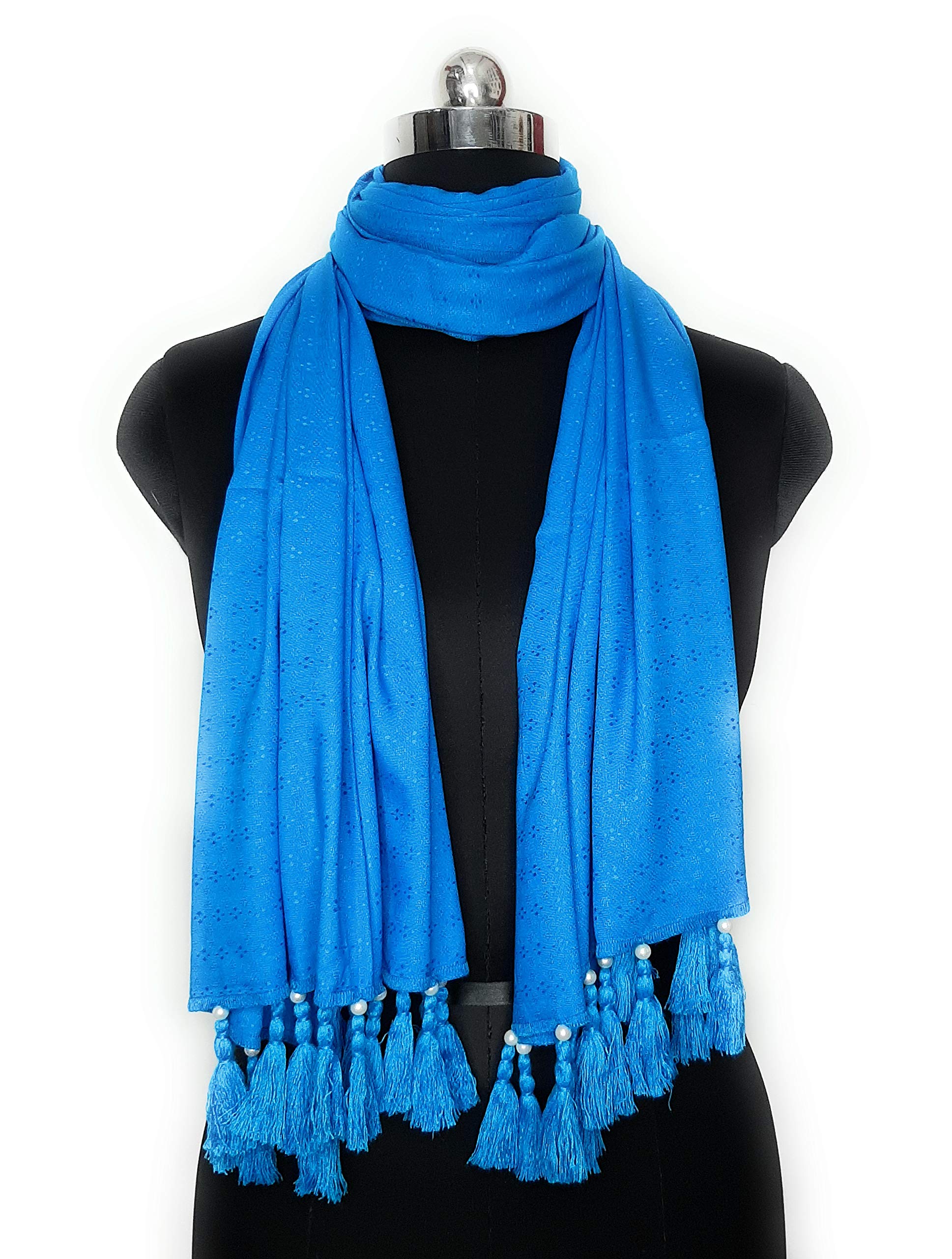 Chandwasia scarves, Viscose Fabric stole & Shawl || Scarf Stoles for Girls/Ladies/Women/Men for Summer & Winters(Flame Blue)