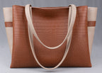 Carrylux Dual Tone Large Capacity Croco Pattern Tote Handbags Purses Shoulder Bag For Womens (Tan)