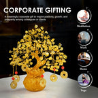 Crocon Citrine Crystal Tree of Life – Feng Shui Money Tree with 6 Coins & Potli Base – Reiki Healing Bonsai Tree for Wealth & Abundance – Crystal Tree for Positive Energy & Home Decor