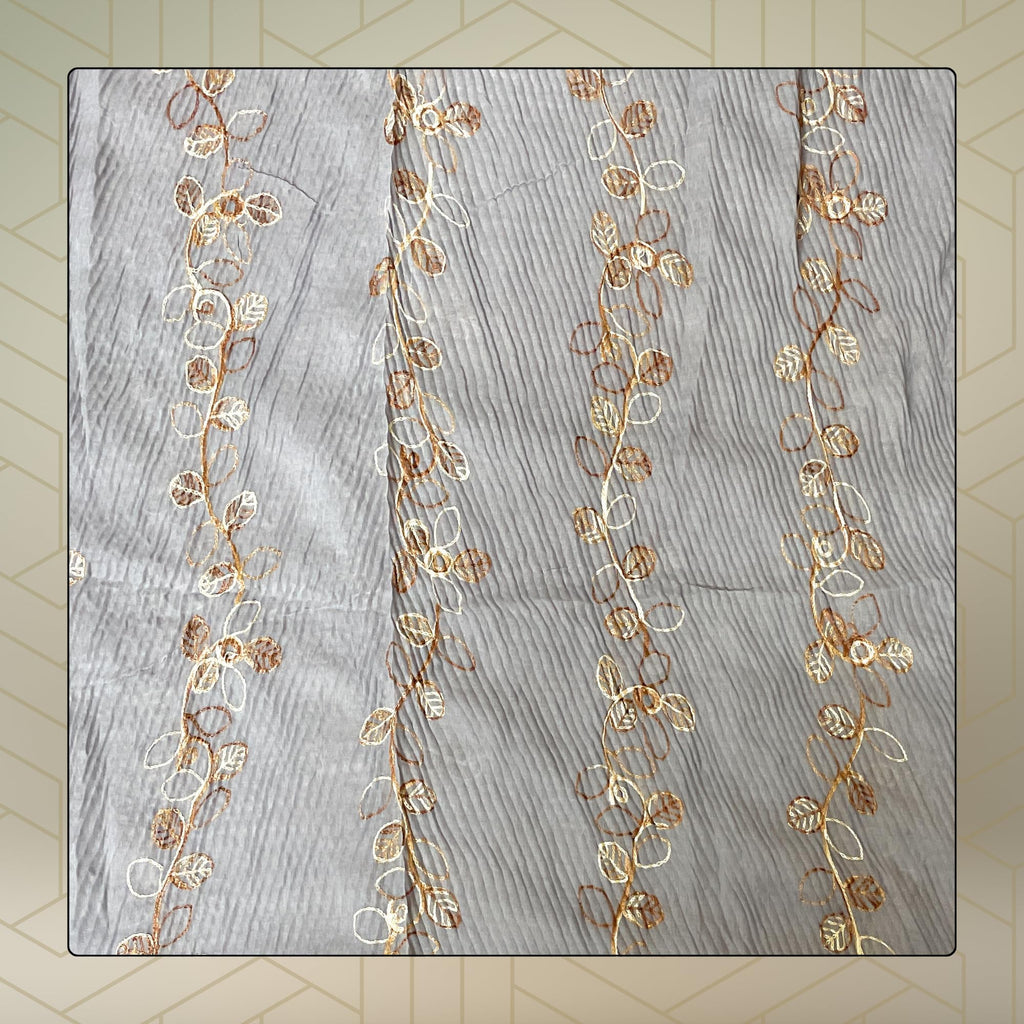 FAHABO Scarf for Women Stylish Pleated Viscose Cotton with Embroidery and Tassels | Hijab Scarf | Stole | Soft, Lightweight, and Latest Scarves | 72 x 33 Inches (Whisper Grey)