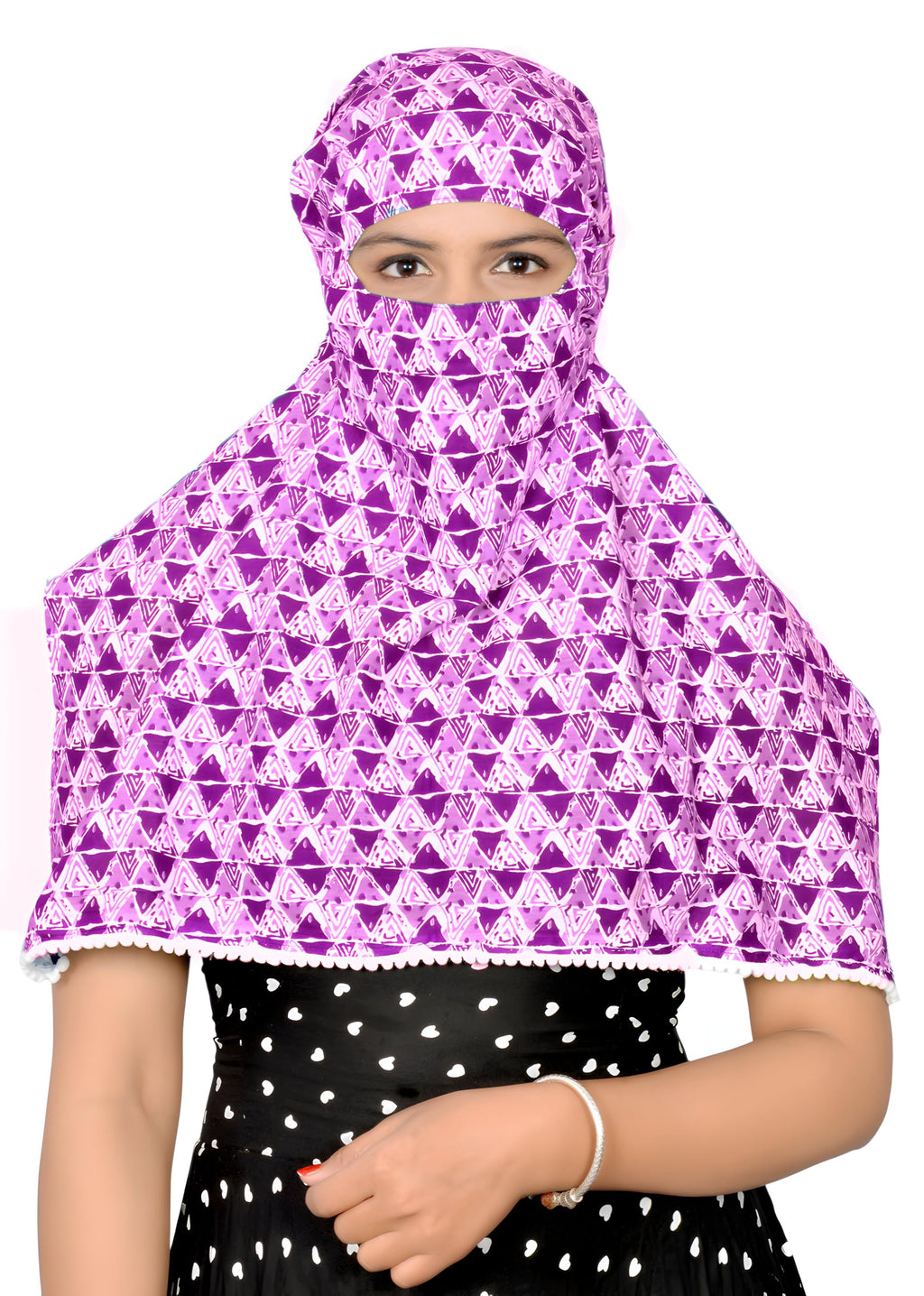 DEEPNYRA - LIVING STYLE Sun Protection Face Cover Cotton Printed Scarf Mask Head Wrap Bandana For Women and Girls Hijab Dupatta Double Layer Head Neck Face Hair Safety All Day Wear Scarf (Purple)