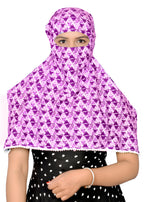 DEEPNYRA - LIVING STYLE Sun Protection Face Cover Cotton Printed Scarf Mask Head Wrap Bandana For Women and Girls Hijab Dupatta Double Layer Head Neck Face Hair Safety All Day Wear Scarf (Purple)