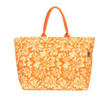 AQVA Stripe Printed Tote Bag for Women | Ladies Casual Handbag for Shopping, Travel with Top & inner Zip Pocket | Versatile Trendy Handbag for College Girls (Phool Ecru Orange)