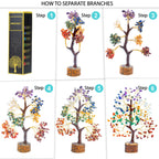 HindCraft Chakra Tree for Positive Energy & Healing | Feng Shui Seven Chakra Tree of Life with Crystals & Stones | Home Décor for Living Room & Spiritual Spaces