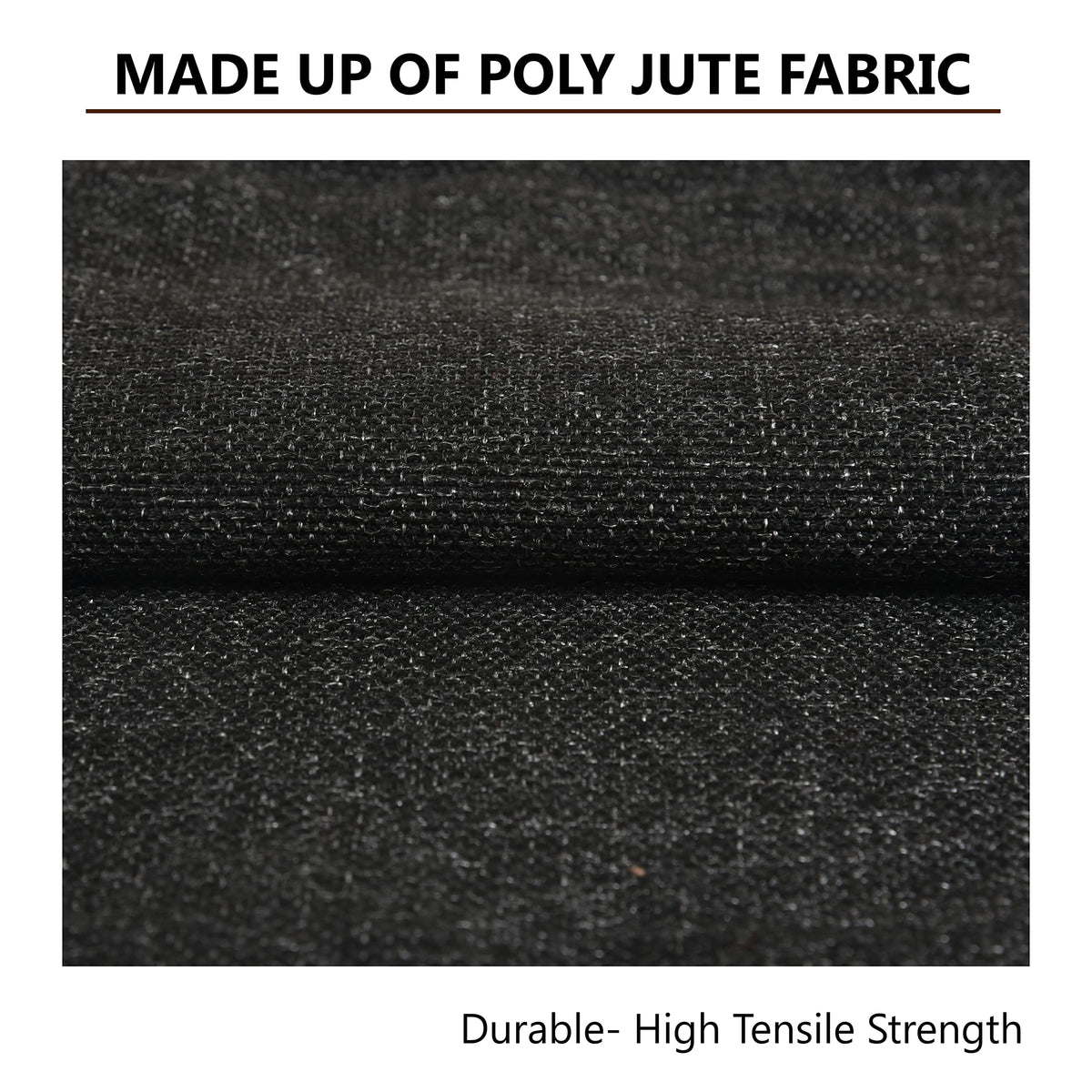 Yellow Weaves Jute Texture Cushion Covers, 24 X 24 Inches, Black, 1 Piece-250 TC