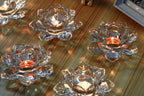 SLY Crystal Lotus Candle Holders Creative Decoration 5 Inch for Home Decoration, Votive Activity, Wedding, and Gift, Set of 2pcs
