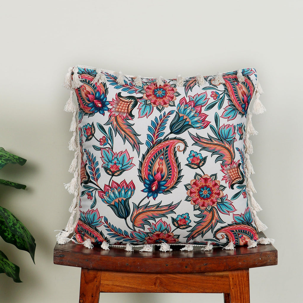 ishro home Premium Cushion Cover 18 inch x 18 inch | Set of 5 – Soft European Standard Fabric, Frill Design, Machine Washable | (5, Paisley Fiesta, 18x18 Inch)