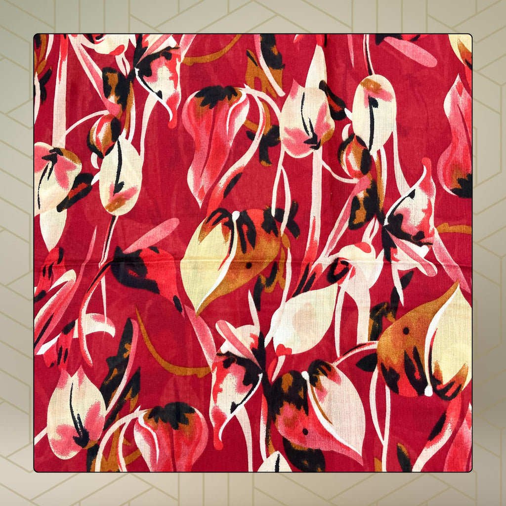 FAHABO Scarf for Women Stylish Print Viscose Cotton | Hijab Scarf | Stole | Soft, Lightweight, and Latest Scarves | 71 x 33 Inches (Blosssom Maroon)