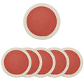 Encasa XO Dining Table Mats, Round Ribbed Cotton, Heat Resistant Coral Kafalo