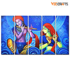 VIBECRAFTS Beautiful Radha Krishna 5 Pieces Canvas Wall Painting For Home | Office | Living Room | Gift (PTVC5Pcs4_8556)