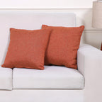 Yellow Weaves Jute Texture Cushion Covers, 24 X 24 Inches, Orange, Set of 2