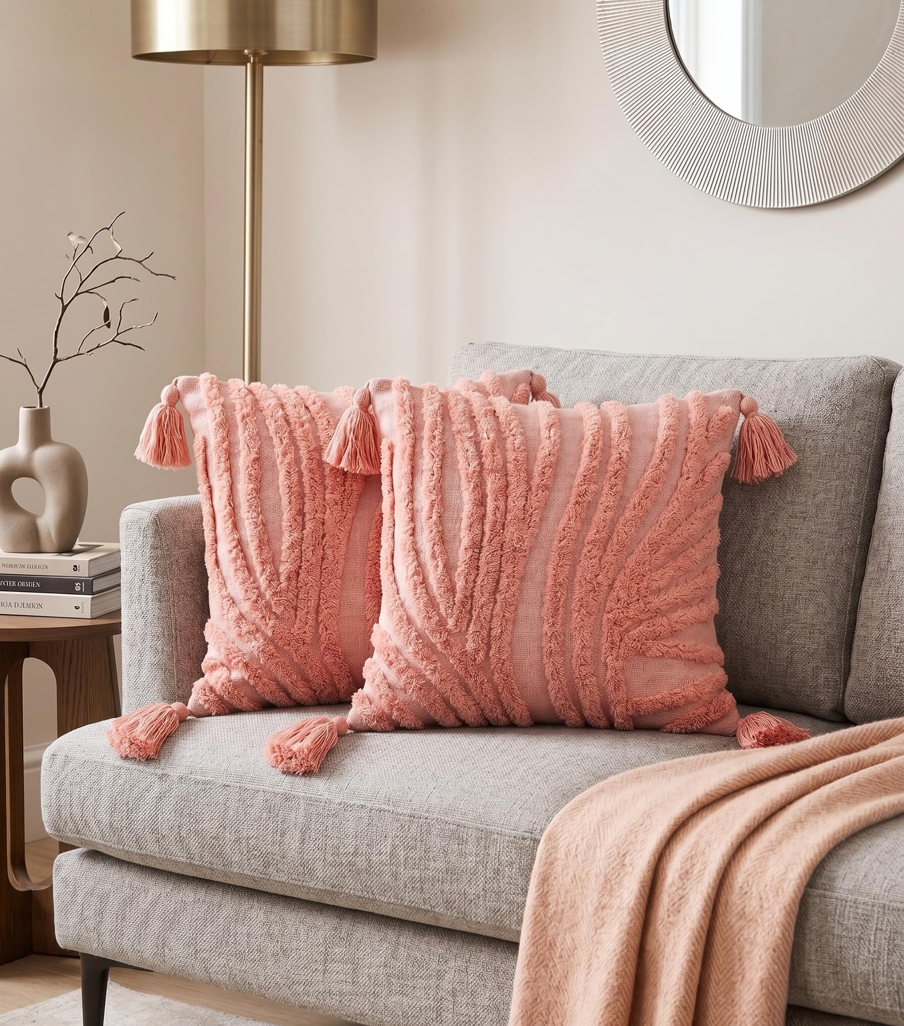Furnistitchs Premium Decorative Throw Cushion Pillow Cover Boho Home Decor - Living Room Bedroom Couch Sofa Cushion Covers 16 inch x 16 inch (1, Multicolor Bands)