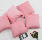 RD TREND® Cushion Cover Set of 5, Decorative Sofa Living Room Home Square Cushion Covers 16 Inch x 16 Inch, Aesthetic Corduroy Striped Double Sided (Peach,Pack of 5)