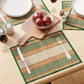 Encasa XO Handcrafted River Grass Table Placemats 4 Seater Green Kafalo