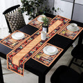 PRAKARTIK BY INDUARTS 100% Cotton Fruit and Veggie Border Rectangular Dining Table mat with Runner. Bronze and Green (Set of 4 + 180 cm Runner ) Kafalo