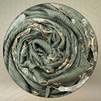 FAHABO Scarf for Women Stylish Pleated Viscose Cotton with Embroidery and Tassels | Hijab Scarf | Stole | Soft, Lightweight, and Latest Scarves | 72 x 33 Inches (Pebble Grey)