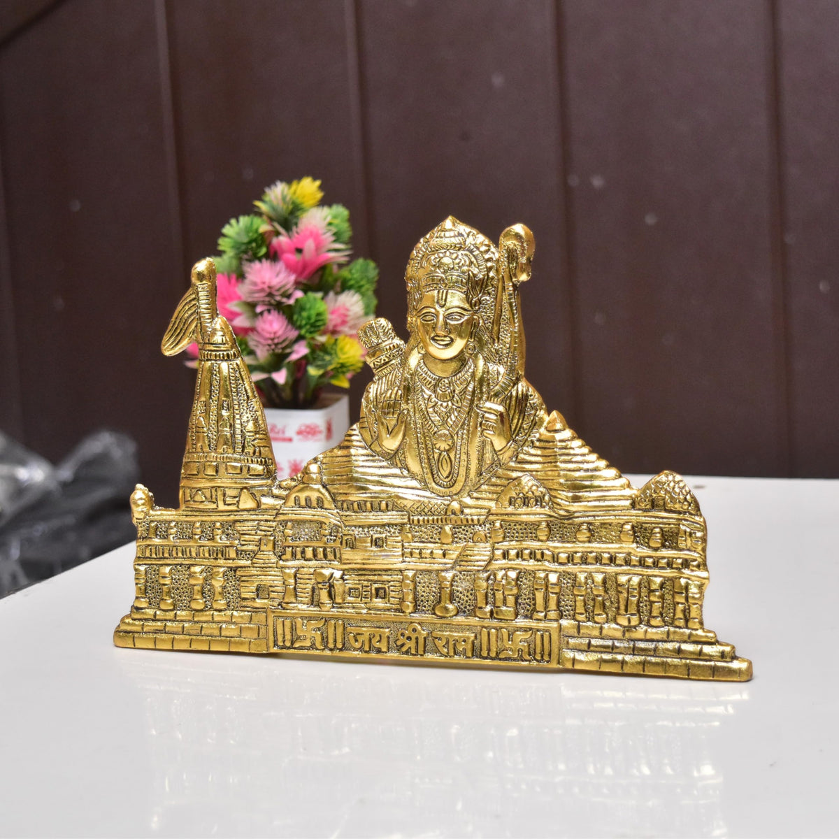 KridayKraft Metal Shree Ram Mandir Architectural Model Prabu Shri Ram Bhumi Ayodhya Showpiece for Home Decor, Office | Metal Showpiece