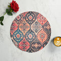LaVichitra Cotton Table Placemat | Dining Table Mat | Bed Side Table Mat | Cotton Round Shape Placemats | Washable PlaceMat for Shelves & Plant Pots - Pack of 6, Bohemian Ogee Kafalo