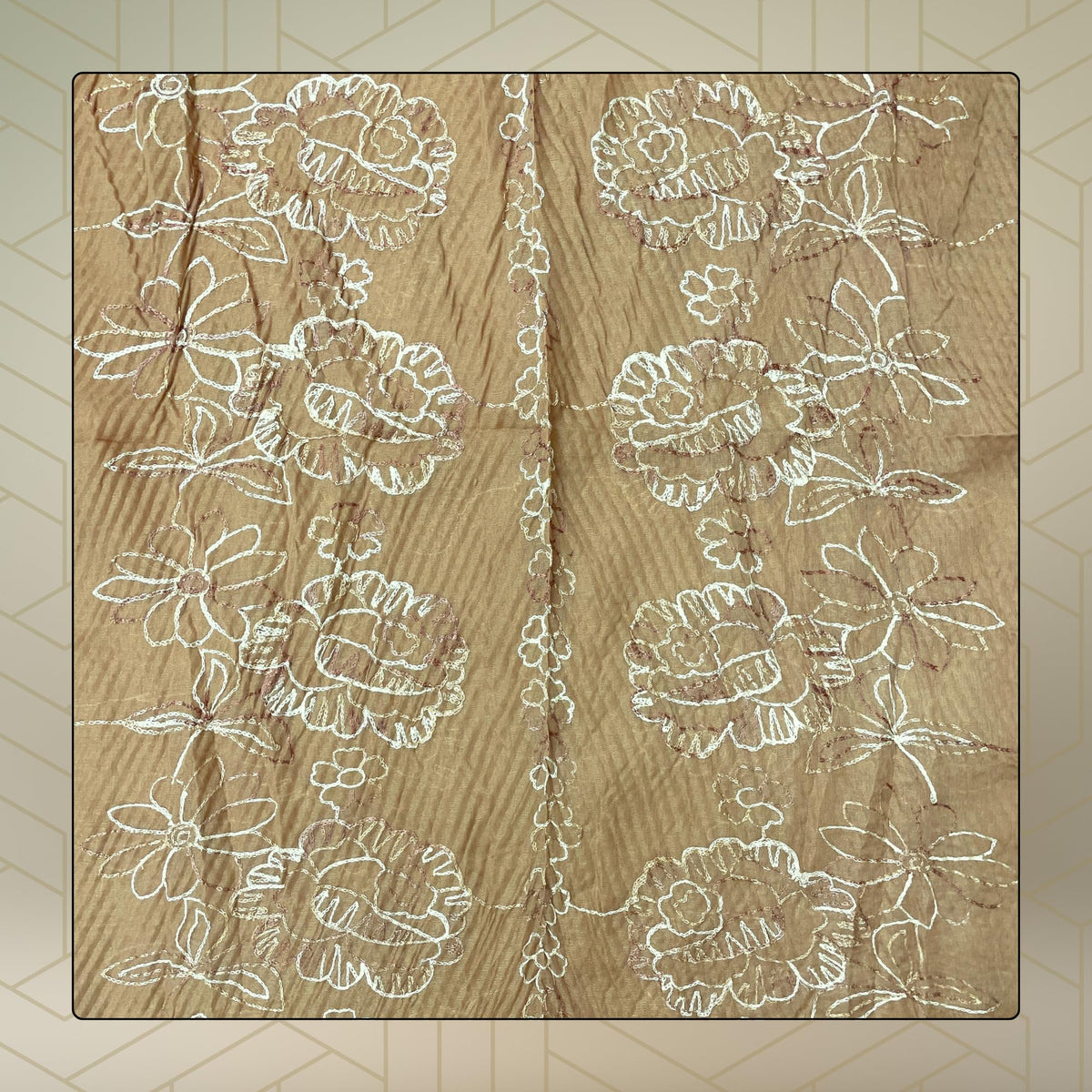 FAHABO Scarf Woman Pleated Cotton Scarves with Embroidery and Tassels | Hijab Scarf | Headscarf | Neck Scarf | Stoles | Wraps (Toffee Brown -1)