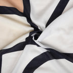 MORU Kyoto Minimalist Women’s Gridline Scarf | Lightweight Beige & Navy Stole with Modern Geometric Design | Soft Wrap Fashion Accessory for All Seasons