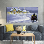VIBECRAFTS Canvas Paintings for Living Room Drawing Room Rural Landcape In Winters Canvas Wall Painting Fitted With Wooden Frame For Home | Office | Living Room | Gift (PTVCH_2487)