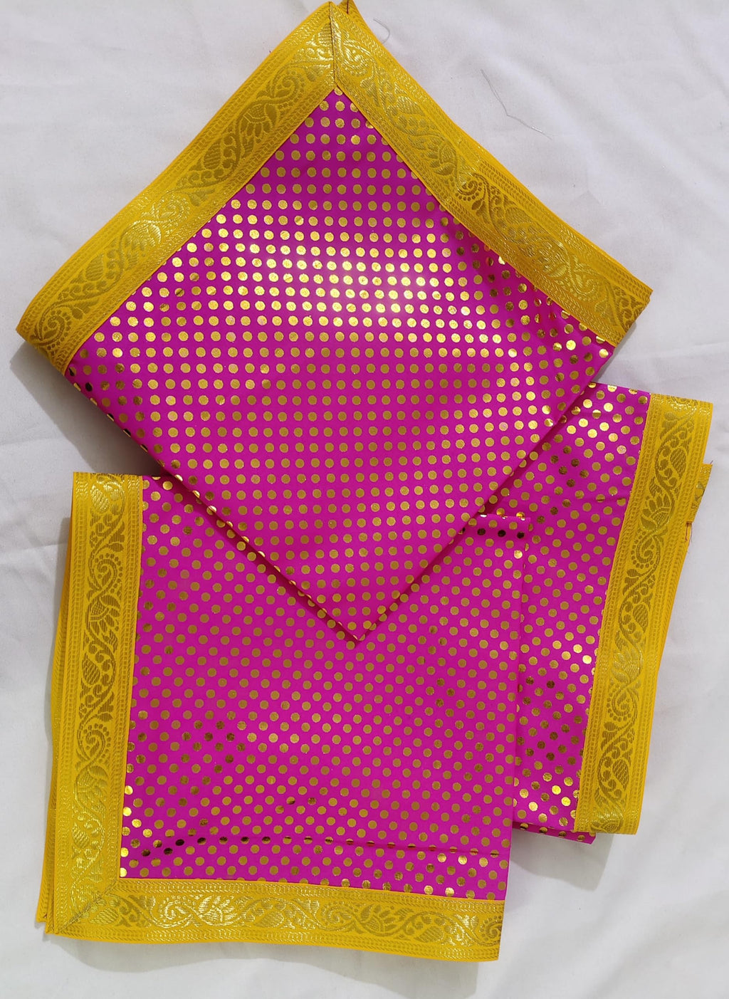 Rumala Sahib Double Set Meganta Printed Flowers with gota (4 PEC.)
