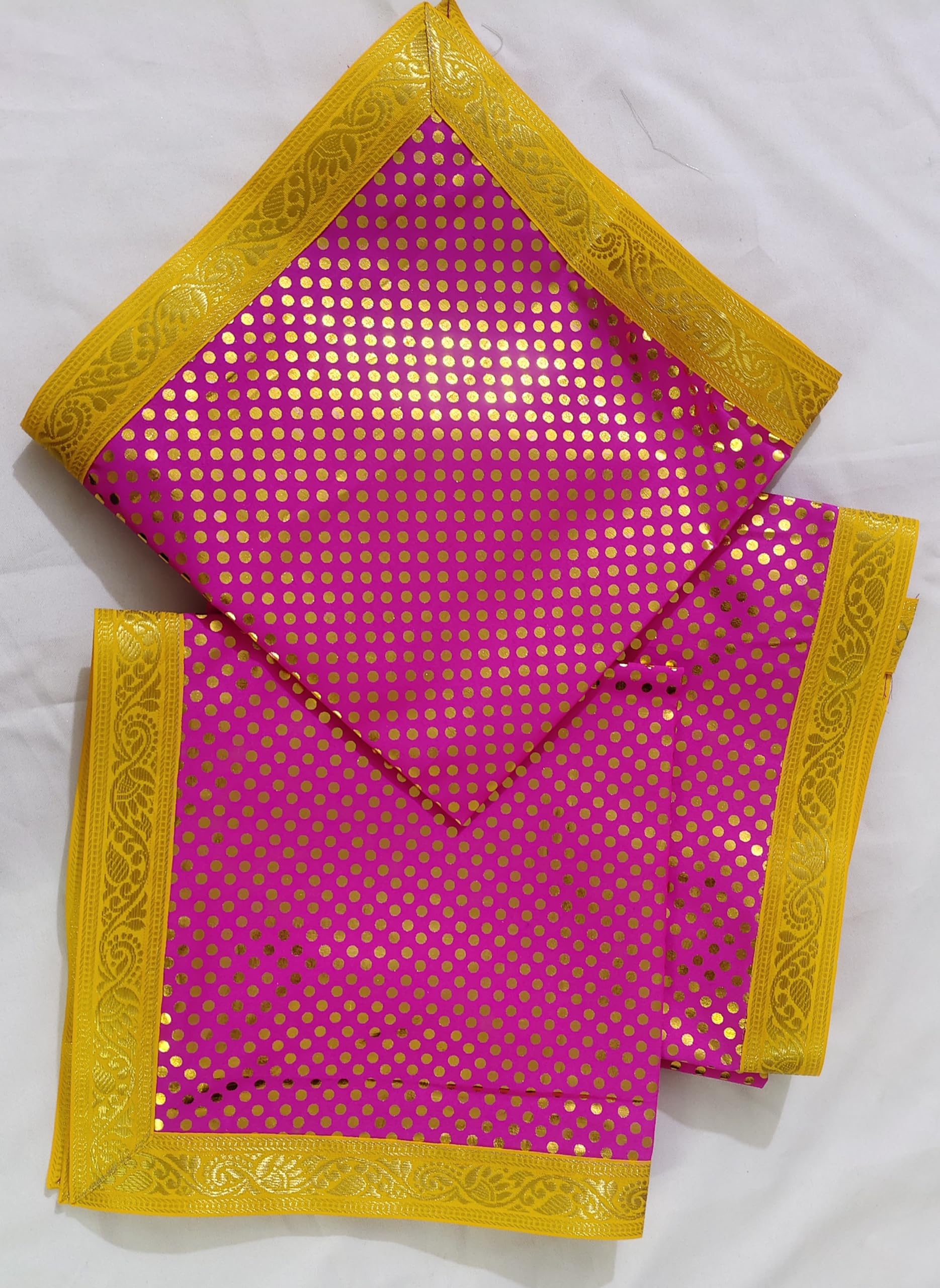 Rumala Sahib Double Set Meganta Printed Flowers with gota (4 PEC.)