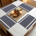YELONA Placemats Set of 4, Heat-Resistant Woven Vinyl Table Mats, Non-Slip & Washable Dining Tablemats for Kitchen & Dinner Decor, Dark Blue & Gold (45cm x 30cm) Kafalo
