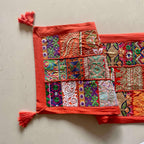 ATRANGI STUDIO Patchwork Table Runner | Traditional Rajasthani Khambadiya Craft | Handmade Dining Table Runner for Home Decor | Colourful Dining Setup | 14x60 Inch, Orange