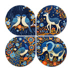 Artvibes Floral Animal Decorative Wall Art MDF Wooden Wall Hanger for Living Room | Room Decoration | Handcrafted Art | Aesthetic Wooden Decor | Artworks Hangings | Ideal Gifts (WH_8444N), Set of 4
