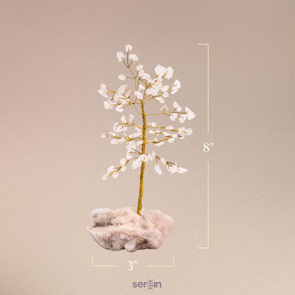 Serein Clear Quartz Crystal Tree Showpiece Good Luck Feng Shui Bonsai Trees Crystal Healing Positive Energy Artificial Plant Home Decoration Hall Decoration for Birthday & Marriage Gifts