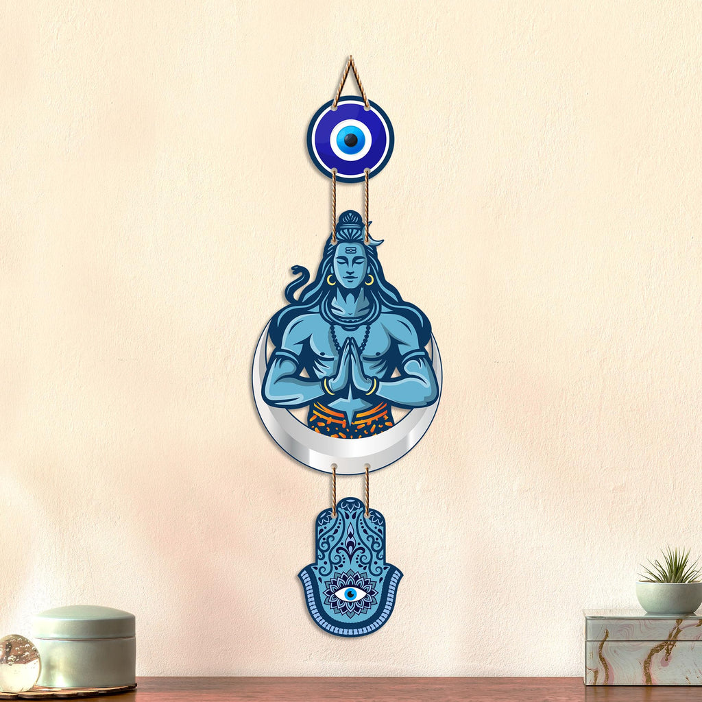 Artvibes Lord Shiva Namaste Evil Eye Wall Hanging for Home Entrance | Spiritual MDF Wall Decor | Vastu Decorative Art for Living Room | Temple & Office | Gift Item (WH_8589N)
