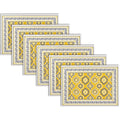 Encasa XO Dining Table Placemats, Block Printed Cotton, Hand Print Yellow Kafalo