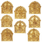 ARTVARKO Brass Ashtalakshmi Laxmi Set of 8 Pcs Ashta Lakshmi Wall Hanging for Diwali Pooja Mandir Temple Office Décor Marriage (5.5x5.5 Inch Each Idol) Gold