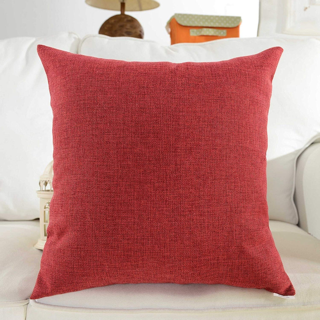 Khooti Jute Cushion Cover, 26x26 (Red)(Pack of 5)
