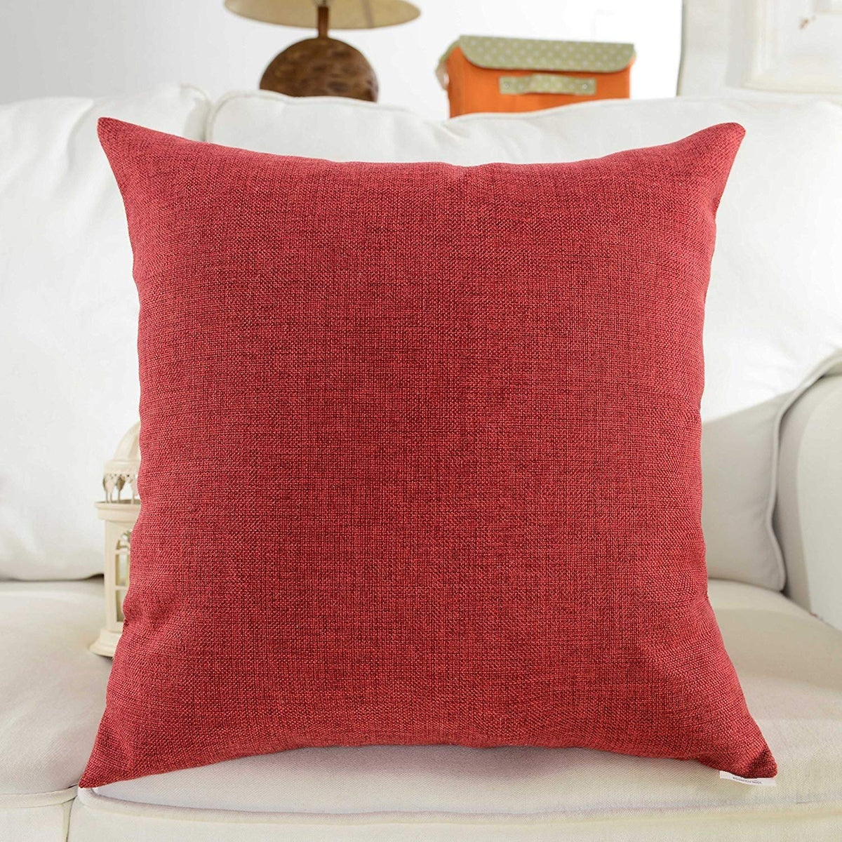 Khooti Jute Cushion Cover | 20x20 | Red | Set of 2 | Throw Pillow Cover for Couches, Chairs, Sofas, Beds, Coffee Tables, Living Rooms, Bedrooms, Modern Boho Design