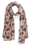AQVA Printed Cotton Scarf for Women Stylish (Baghiya Beige Lilac) | Head and Face Cover Scarf for Girls with 100% Cotton | Soft & Lightweight Scarves/Stoles for all Weather (72 x 43 in)