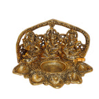 KridayKraft Laxmi Ganesha Saraswati Metal Idol with Diya – Handcrafted Religious Statue for Pooja Room, Home Temple & Festive Décor – Auspicious Showpiece and Gift Article for Diwali