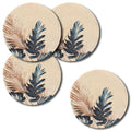 SLEEKBODE™ Placemat for Dining Table | Cotton Table Placemat Set of 4 Pieces | Bed Side Table Mat | Cotton Round Shape Placemat | Side Table Cover | Round Table Mat (White-Green Leaf) Kafalo