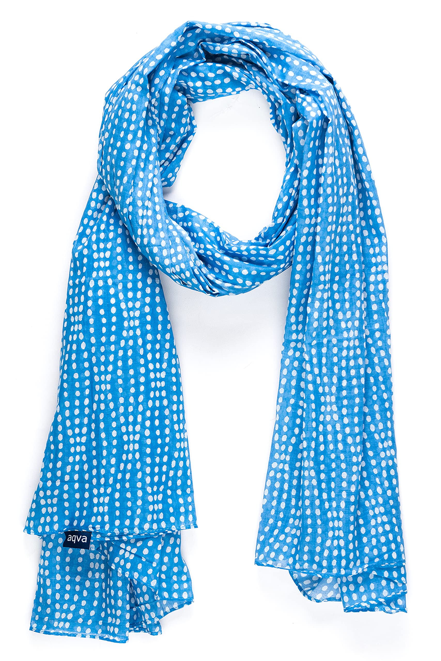 AQVA Printed Cotton Scarf for Women Stylish (Steroide Indigo) | Head and Face Cover Scarf for Girls with 100% Cotton | Soft & Lightweight Scarves/Stoles for all Weather (72 x 43 in)