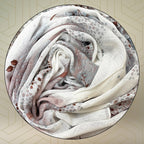 FAHABO Scarf Woman Floral Print Premium Mal Mal Textured Cotton Scarves with Tassels | Hijab Scarf | Headscarf | Neck Scarf | Stoles | Wraps | Size 71 L x 33 W (Elegance Grey, Dark Brown)