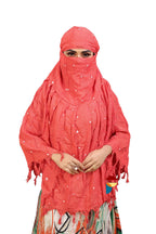 PRACHARAN Women Cotton Stylish Hand Printed Scarf, Anti Pollution Full Face Scarf With UV Sun Rays Protection Scarf For Women And Girls (Tameta) For Female, Pink