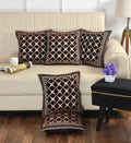 DECOMIZER Jacquard Geomteric Cushion Covers 24 Inch X 24 Inch Set Of 5 Ethnic Motifs 240 TC Cushion Covers,Design- Criss-Cross,Color- Coffee
