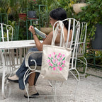 Eco Right Canvas Tote Bags for Women with Zip, College Bag for Girls, 100% Organic Cotton Tote Bag for Shopping, Travel & beach bags for women (Bloom)