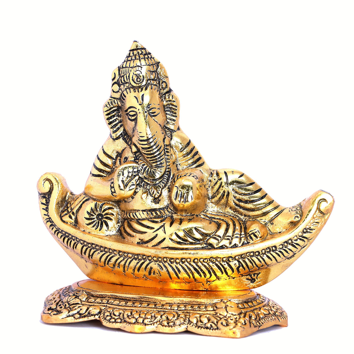 KridayKraft Gold Plated Antiques Finish Nav Ganesha ji for Pooja Room Decorative Showpiece for Home, Office & Table.Exclusive Gifts of Corporate Gift,Diwali,House Warming Gift,Wedding Gifts...